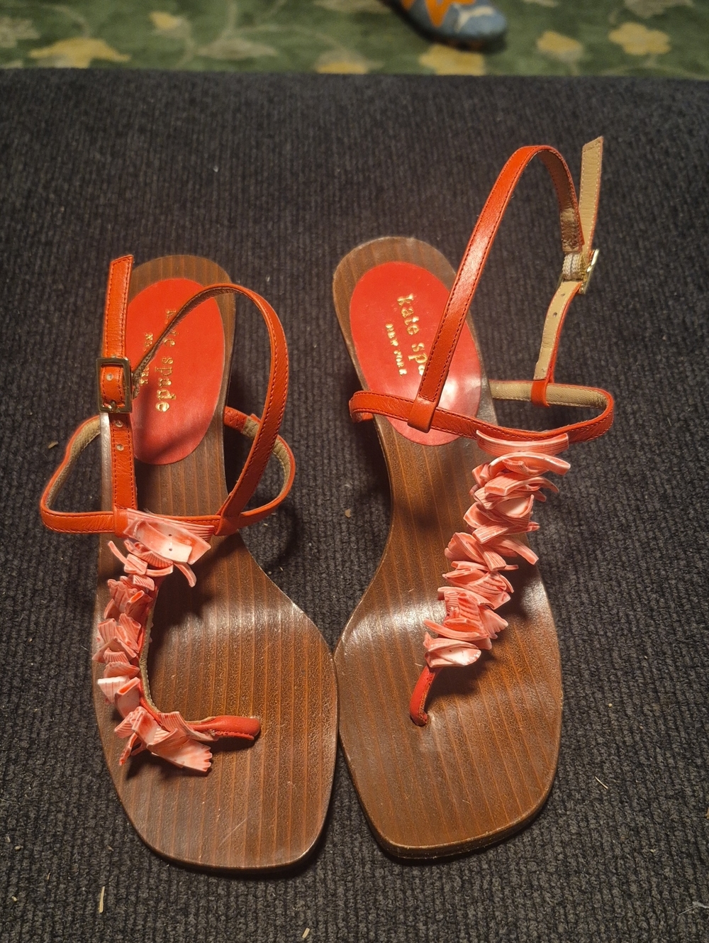 kate spade Coral Ruffle Thong Sandals